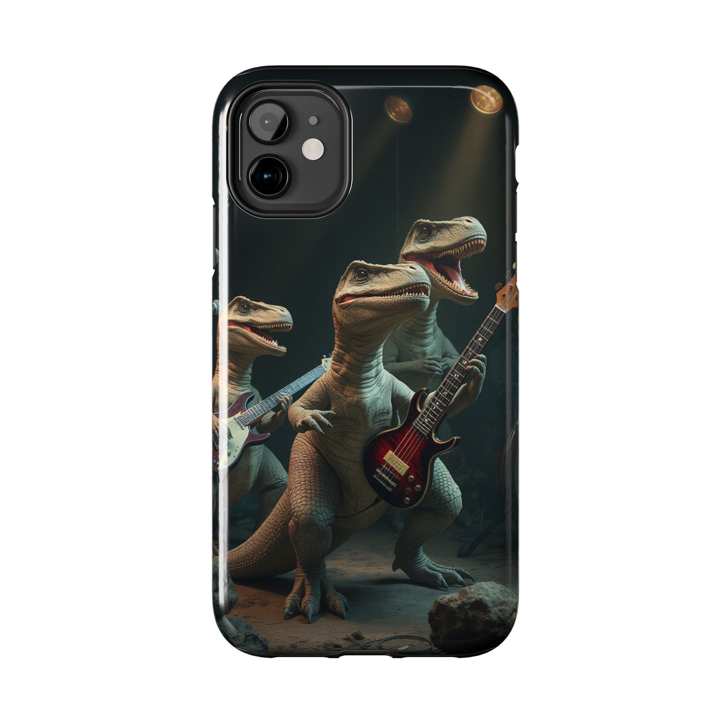 Rockin' Dinosaur Tough Phone Cases - Perfect for Music Lovers and Kids!