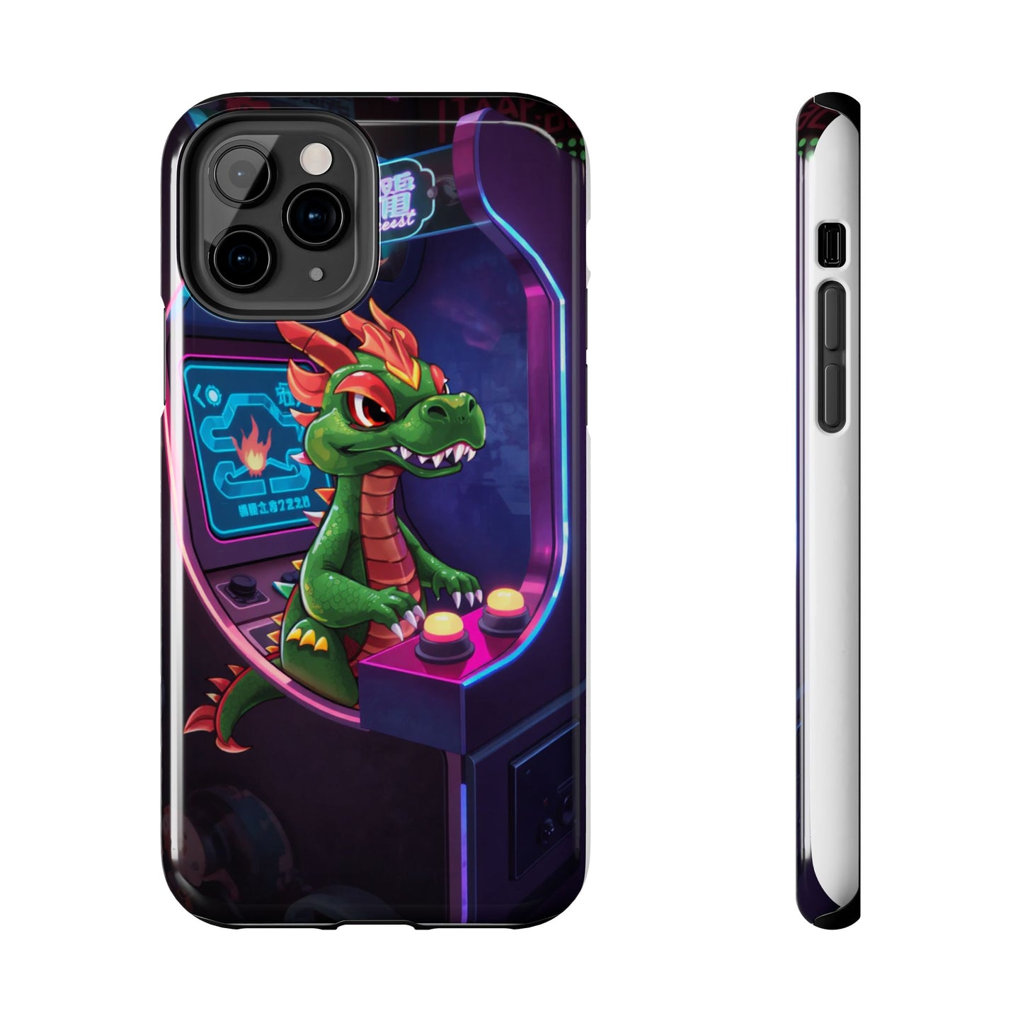 Retro Gamer Tough Phone Case with Dragon Design