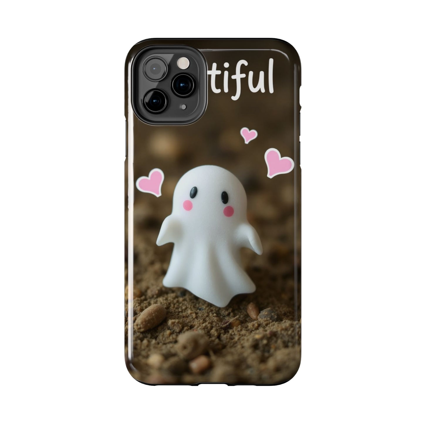 Cute Ghost Tough Phone Case - Beautiful Design with Heart Accents