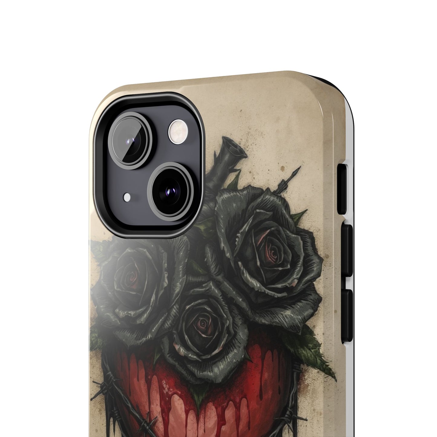 Gothic Heart Phone Case with Roses - Tough & Durable Design