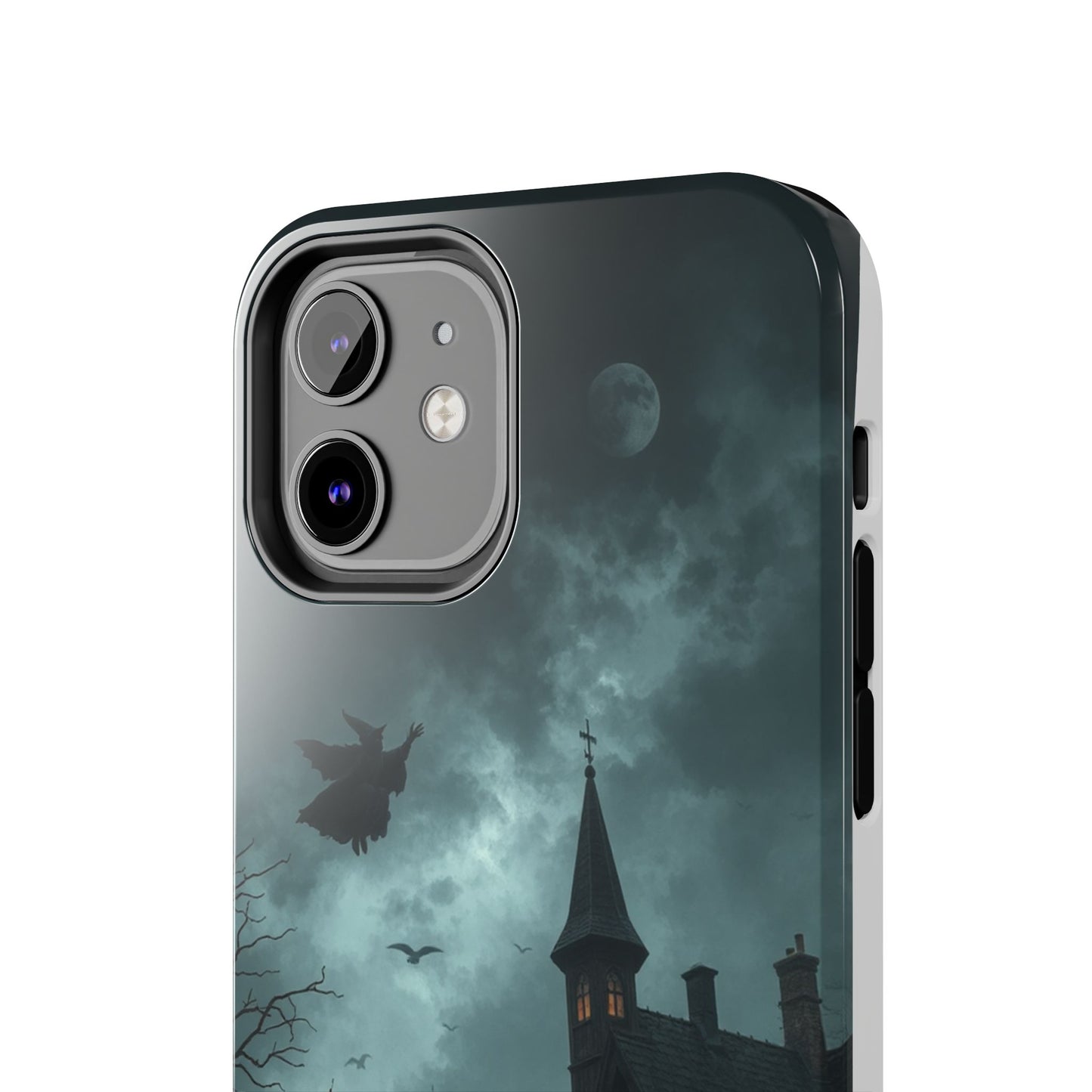 Halloween-Themed Tough Phone Case with Spooky House Design