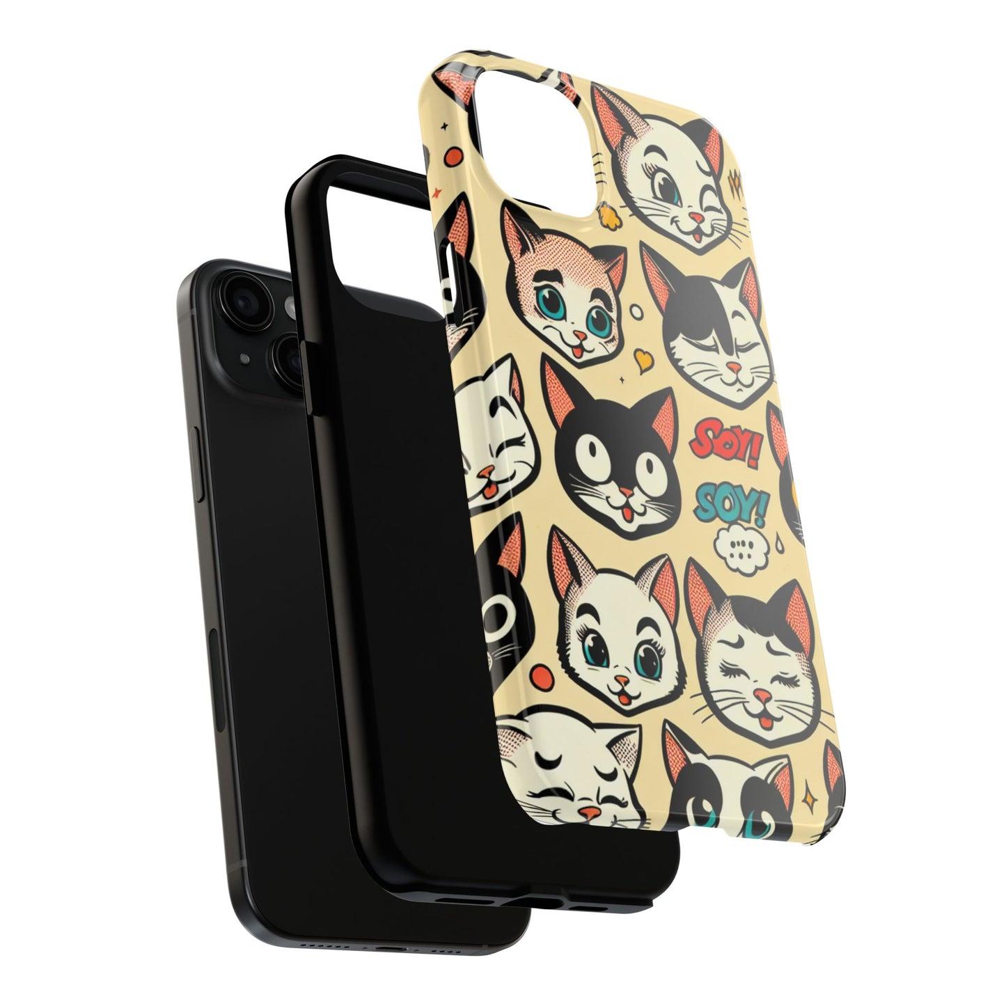 Playful Cat-Themed Tough Phone Case - Pet Pattern - for iPhone