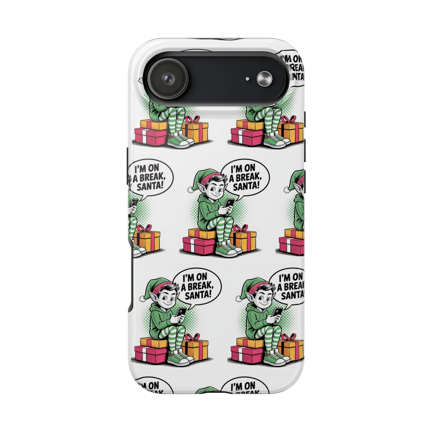 Christmas Elf Tough Phone Case - I'm on a Break, Santa Pattern!