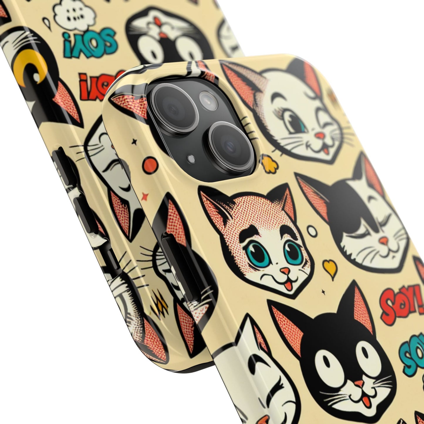 Playful Cat-Themed Tough Phone Case - Pet Pattern - for iPhone