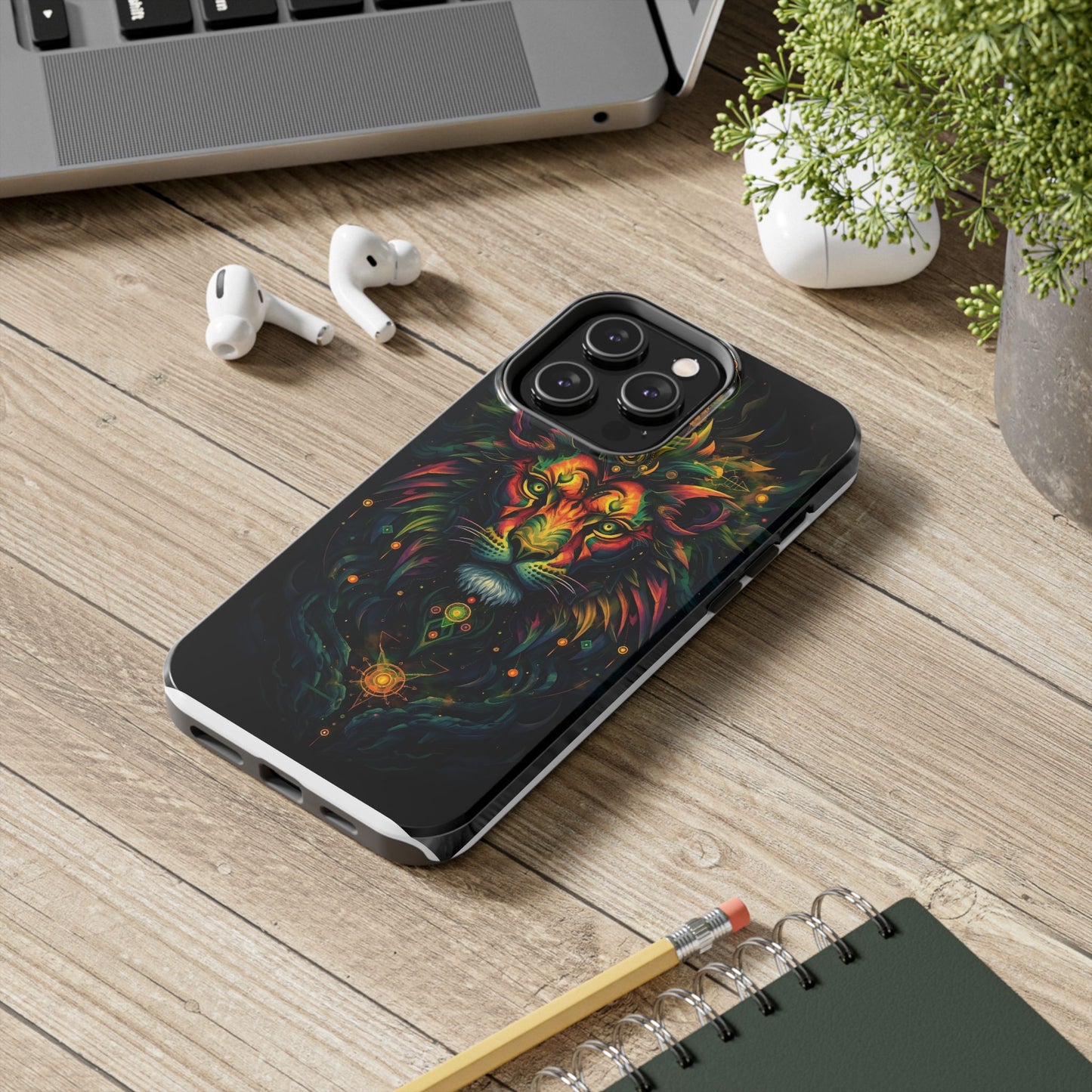 Vibrant Mystical Lion Art Tough Phone Case - Bold Protector for Animal Lovers - for iPhone
