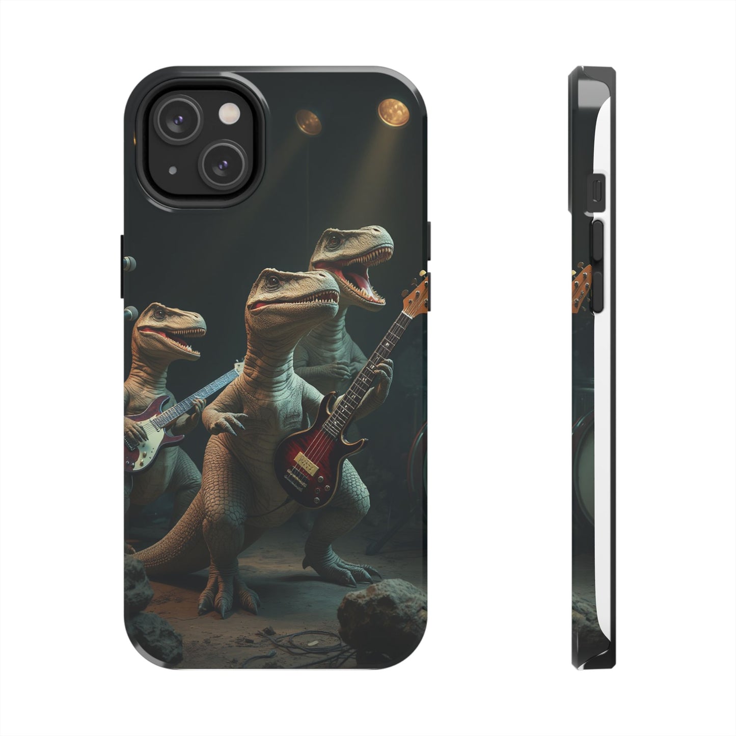 Rockin' Dinosaur Tough Phone Cases - Perfect for Music Lovers and Kids!