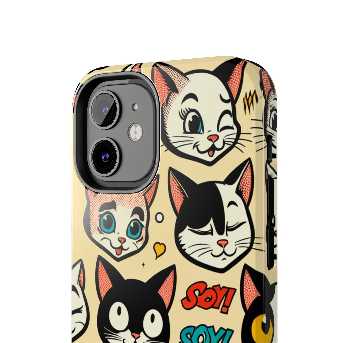 Playful Cat-Themed Tough Phone Case - Pet Pattern - for iPhone
