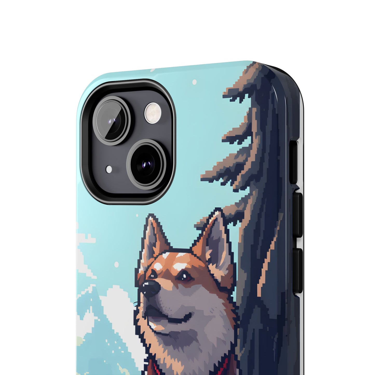Retro Dog Adventure Tough Phone Case - Pixel Art Shiba Inu Design - for iPhone