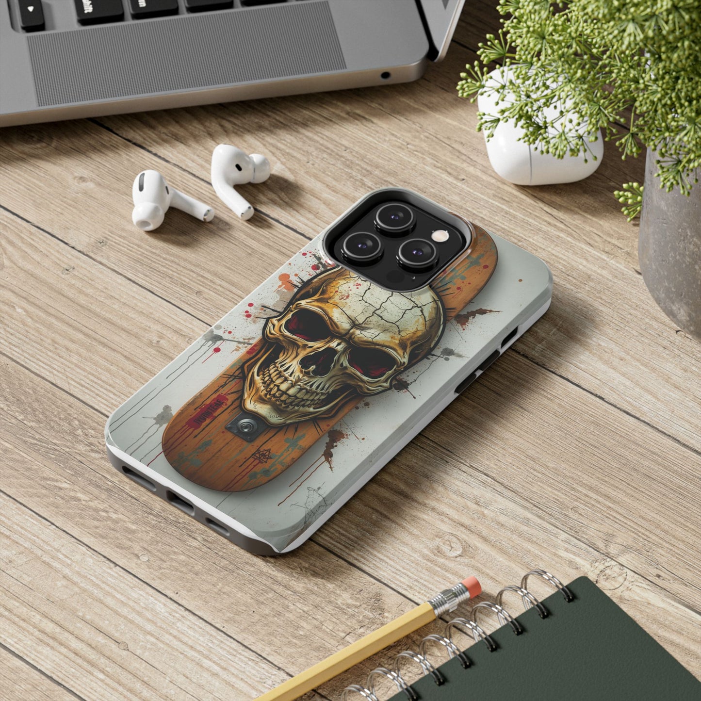 Edgy Skull Tough Phone Case - Durable Protection for Skateboard Enthusiasts