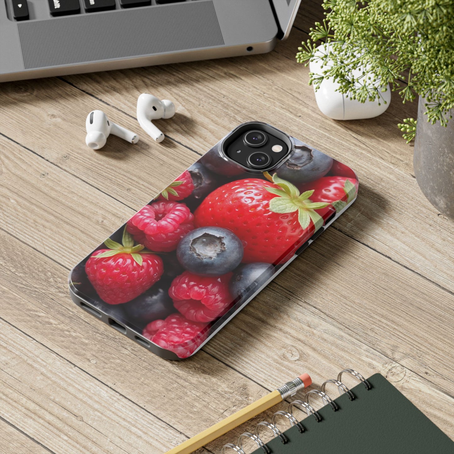 Fruit-Themed Tough Phone Case - Berry Burst Design