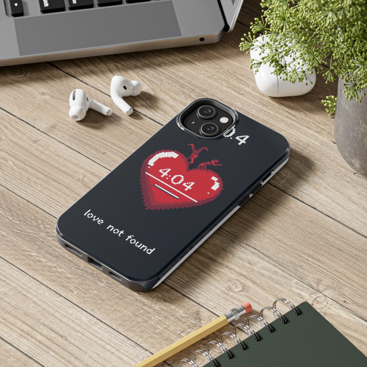 Vintage Pixel Heart Tough Phone Case - "404 Love Not Found" Design