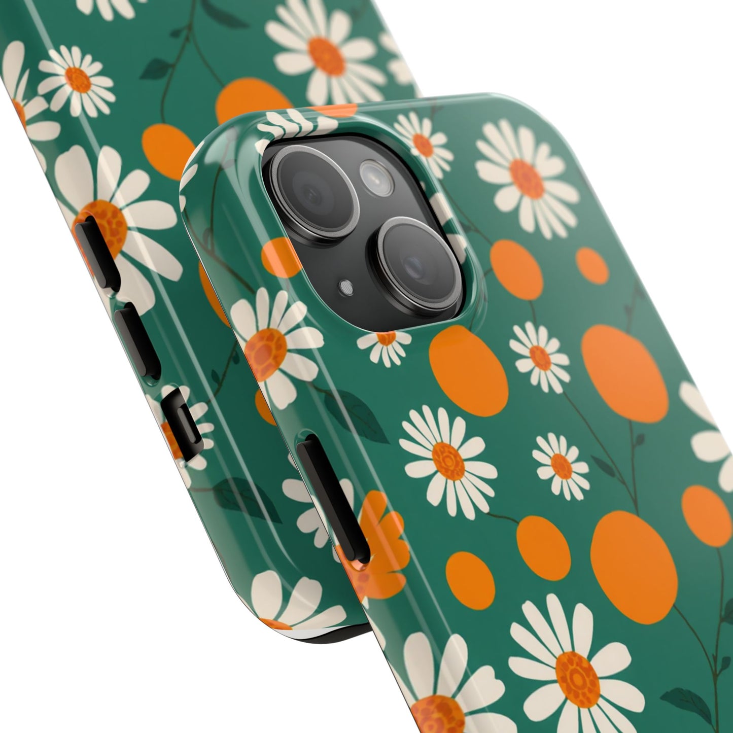 Floral Tough Phone Case - Daisy & Orange Design