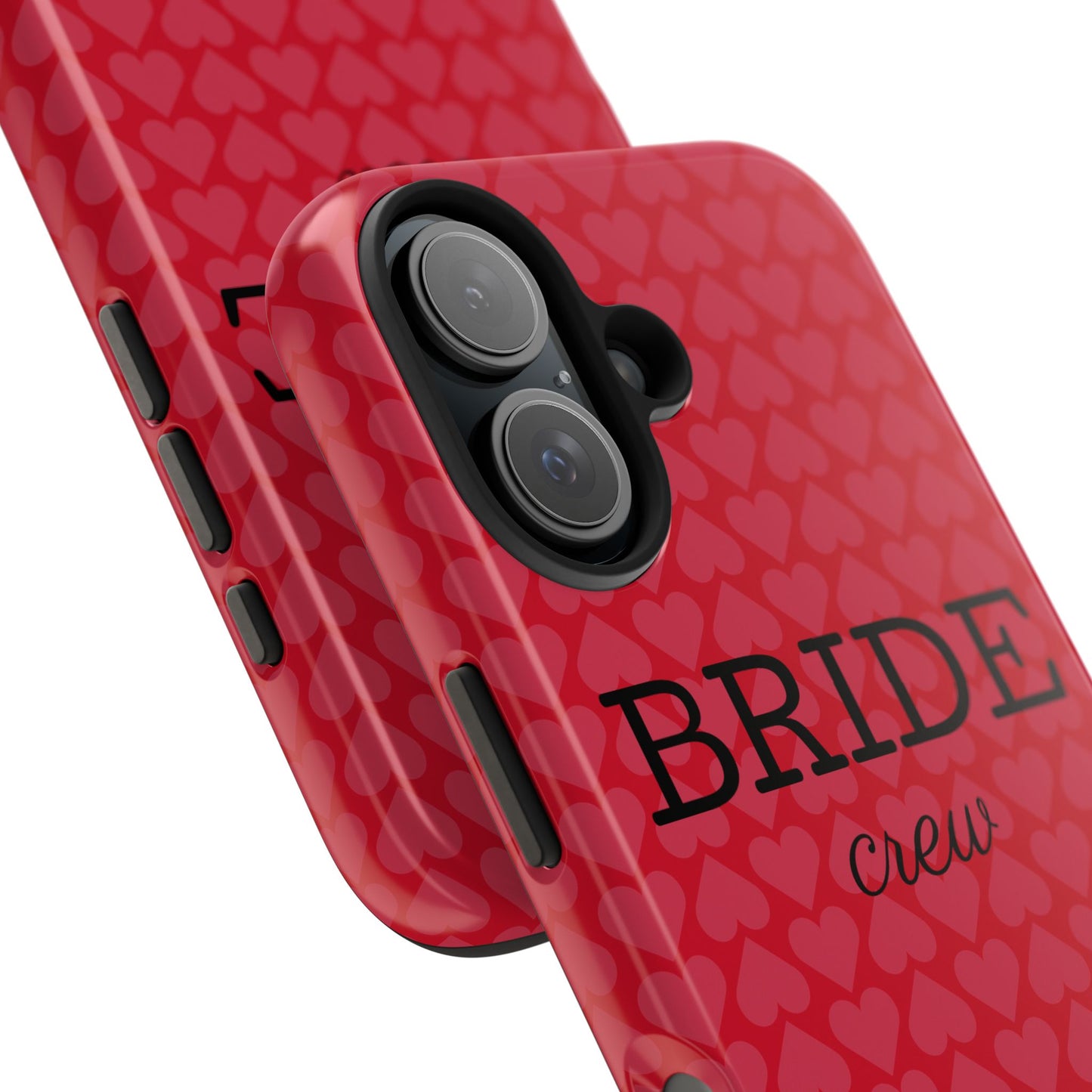 Bride Crew Tough Phone Case – Stylish Red Heart Design for Wedding Parties - for iPhone