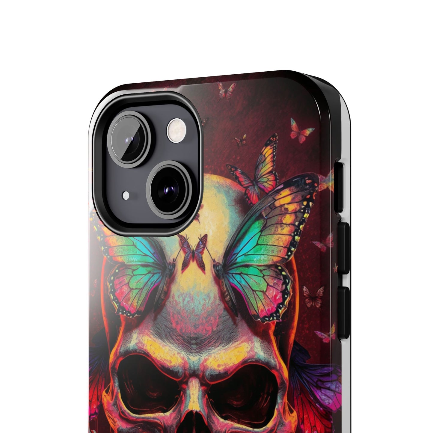 Gothic Skull Phone Case with Butterflies - Durable Tough Phone Case