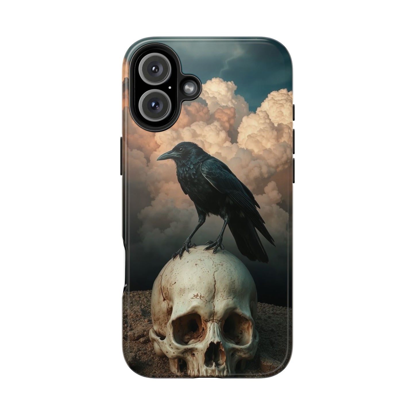 Gothic Raven Skull Tough Phone Case - Unique Protective Cover for Halloween Lovers