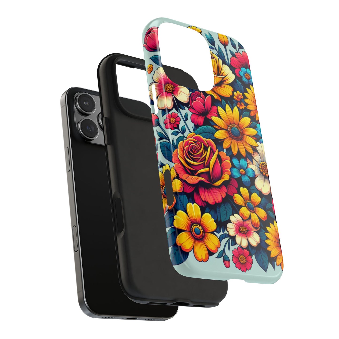 Vibrant Floral Tough Phone Case - Colorful Flower Design - for iPhone