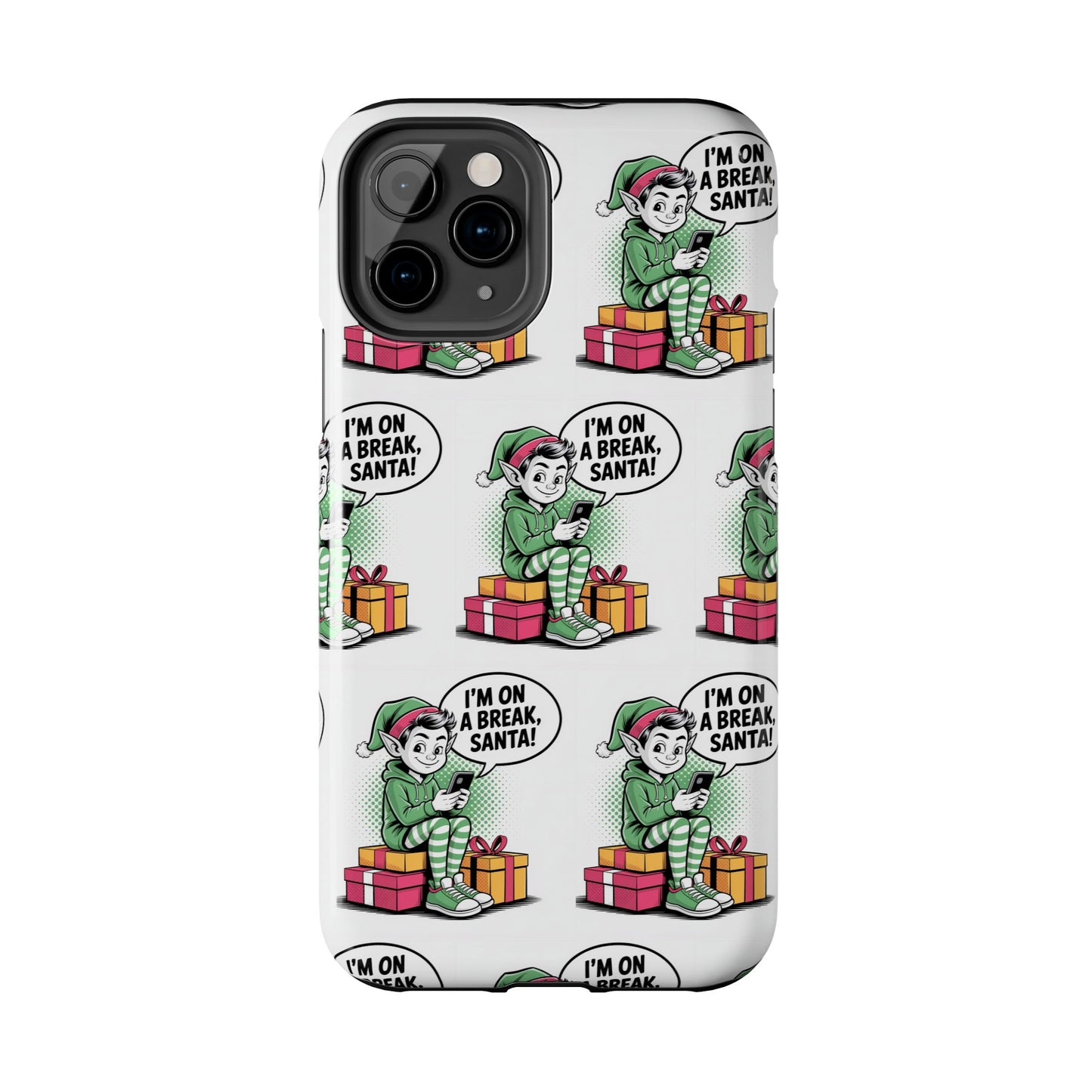 Christmas Elf Tough Phone Case - I'm on a Break, Santa Pattern!