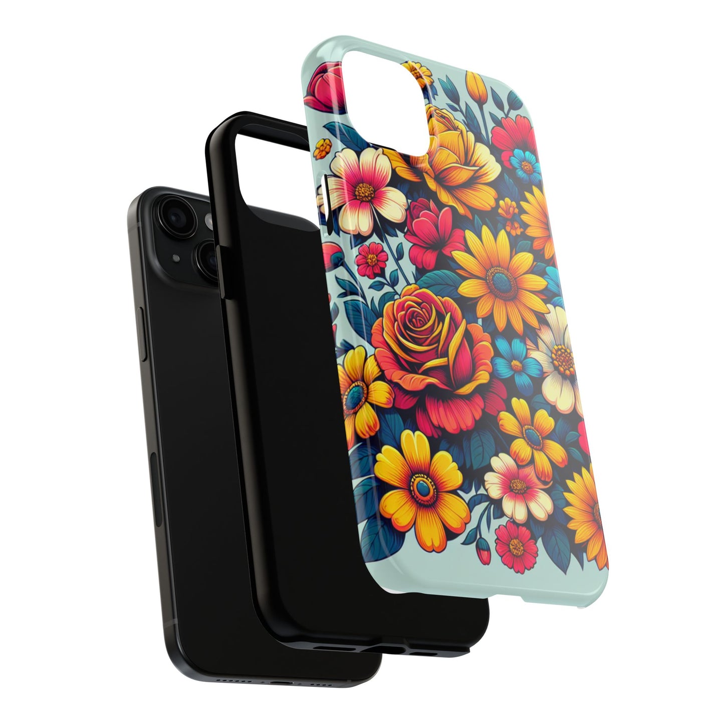 Vibrant Floral Tough Phone Case - Colorful Flower Design - for iPhone