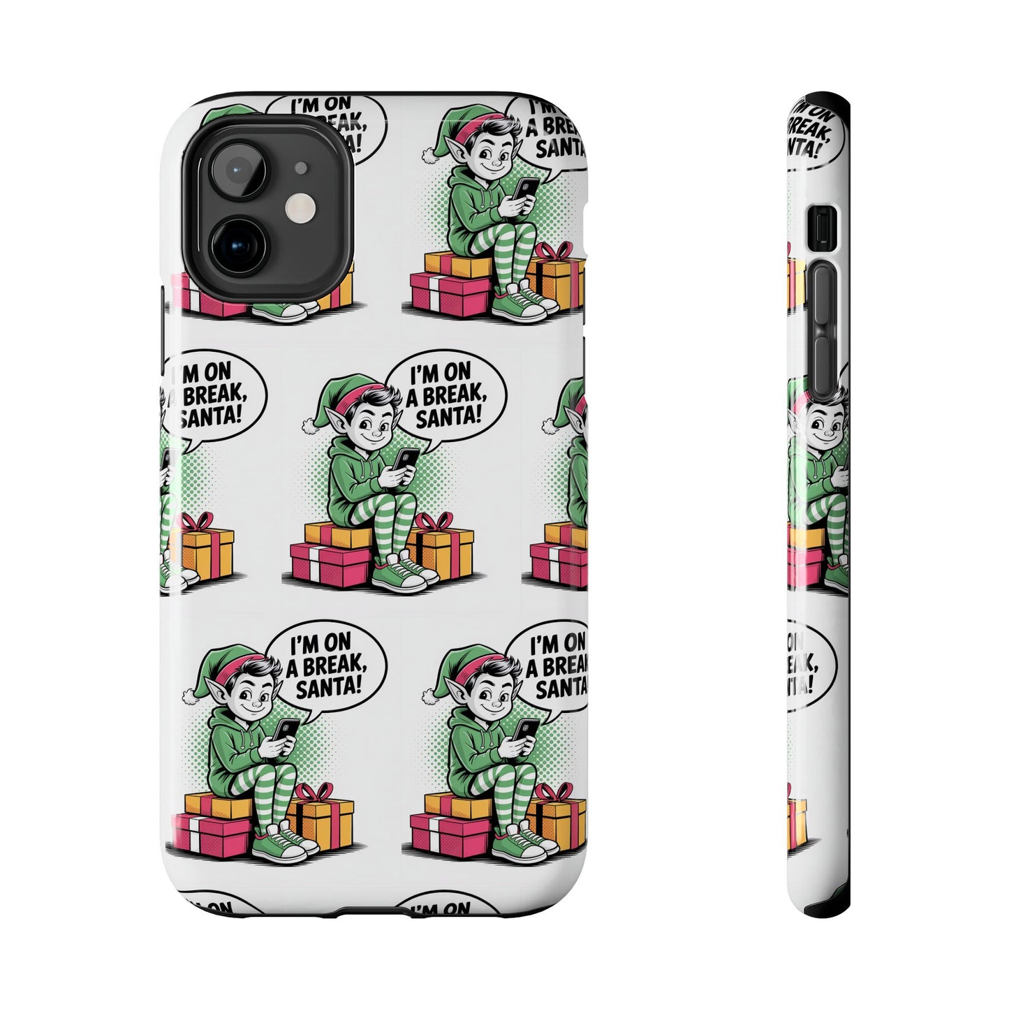 Christmas Elf Tough Phone Case - I'm on a Break, Santa Pattern!