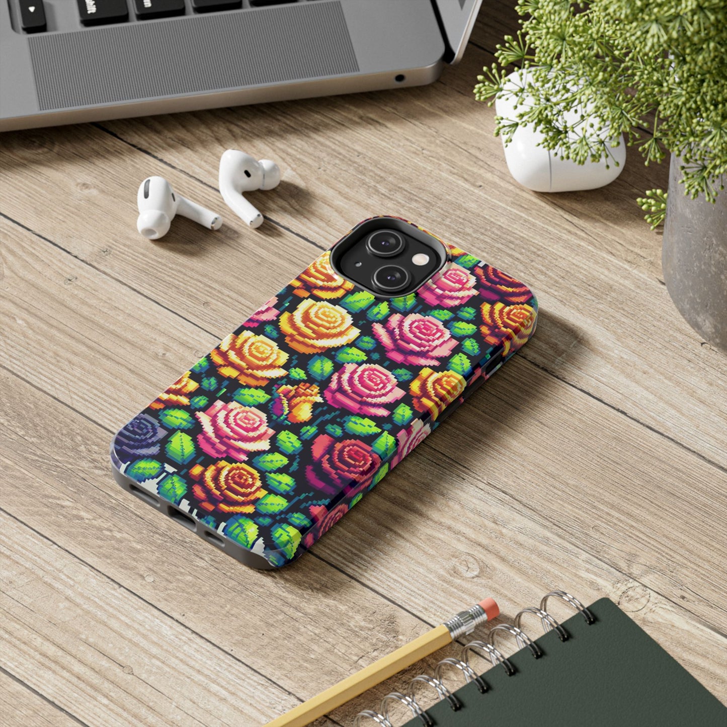 Pixel Art Roses Tough Phone Case - Stylish Protection - for iPhone