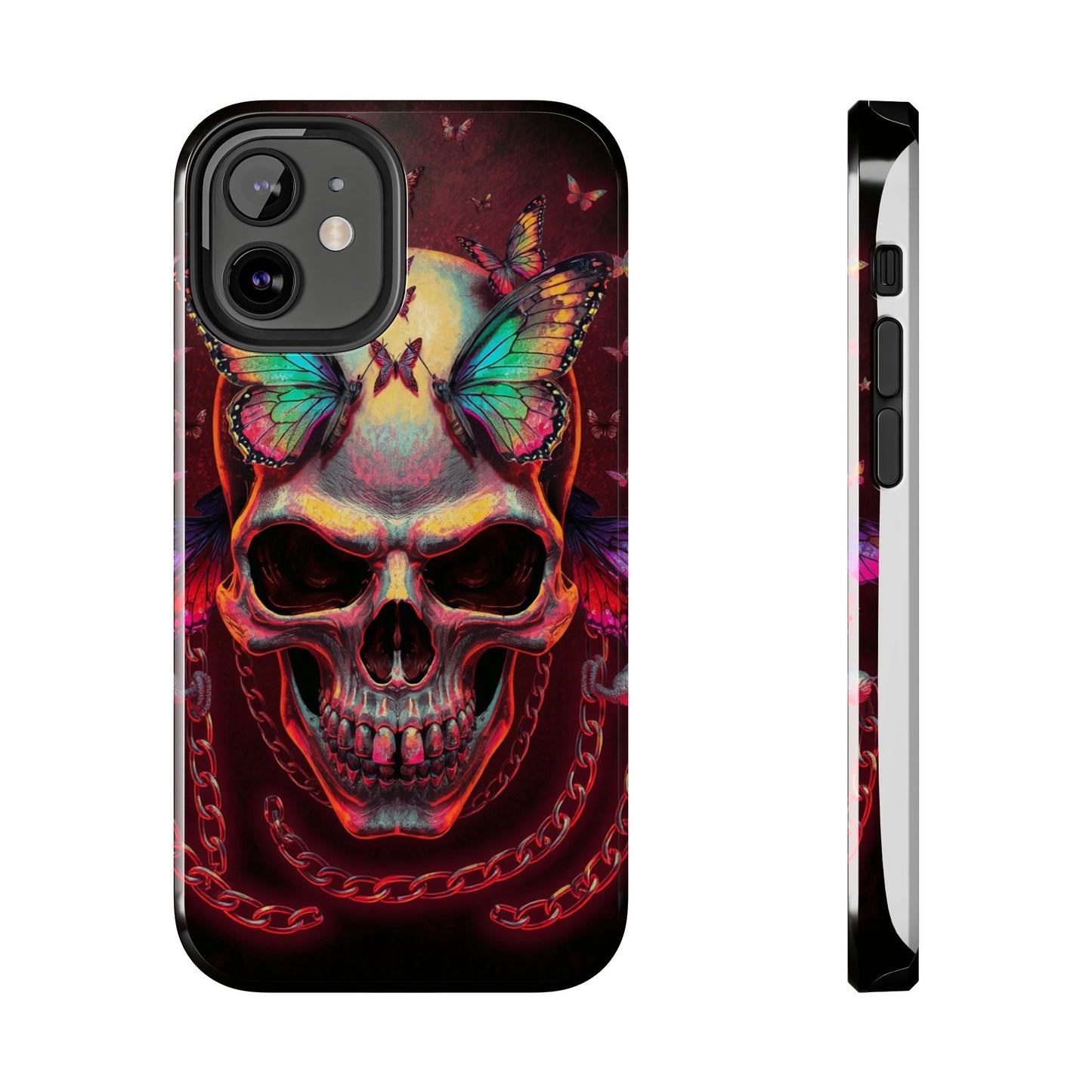 Gothic Skull Phone Case with Butterflies - Durable Tough Phone Case
