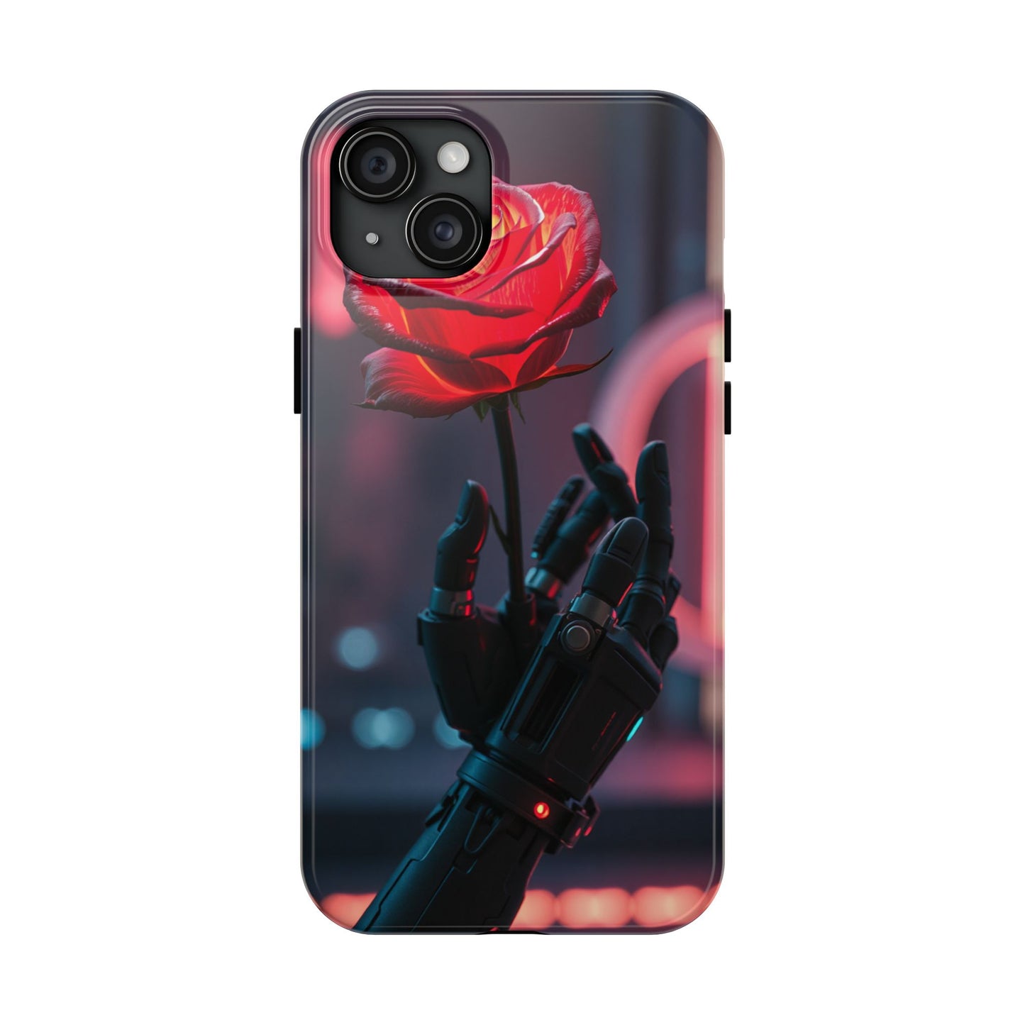 Futuristic Tough Phone Case with Robotic Rose Design | Durable Protection