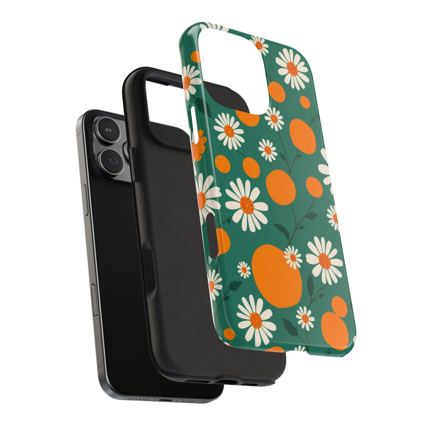 Floral Tough Phone Case - Daisy & Orange Design