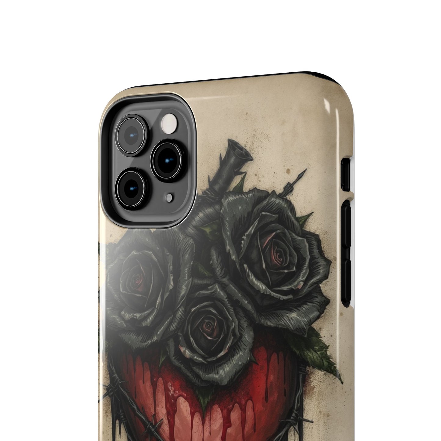 Gothic Heart Phone Case with Roses - Tough & Durable Design