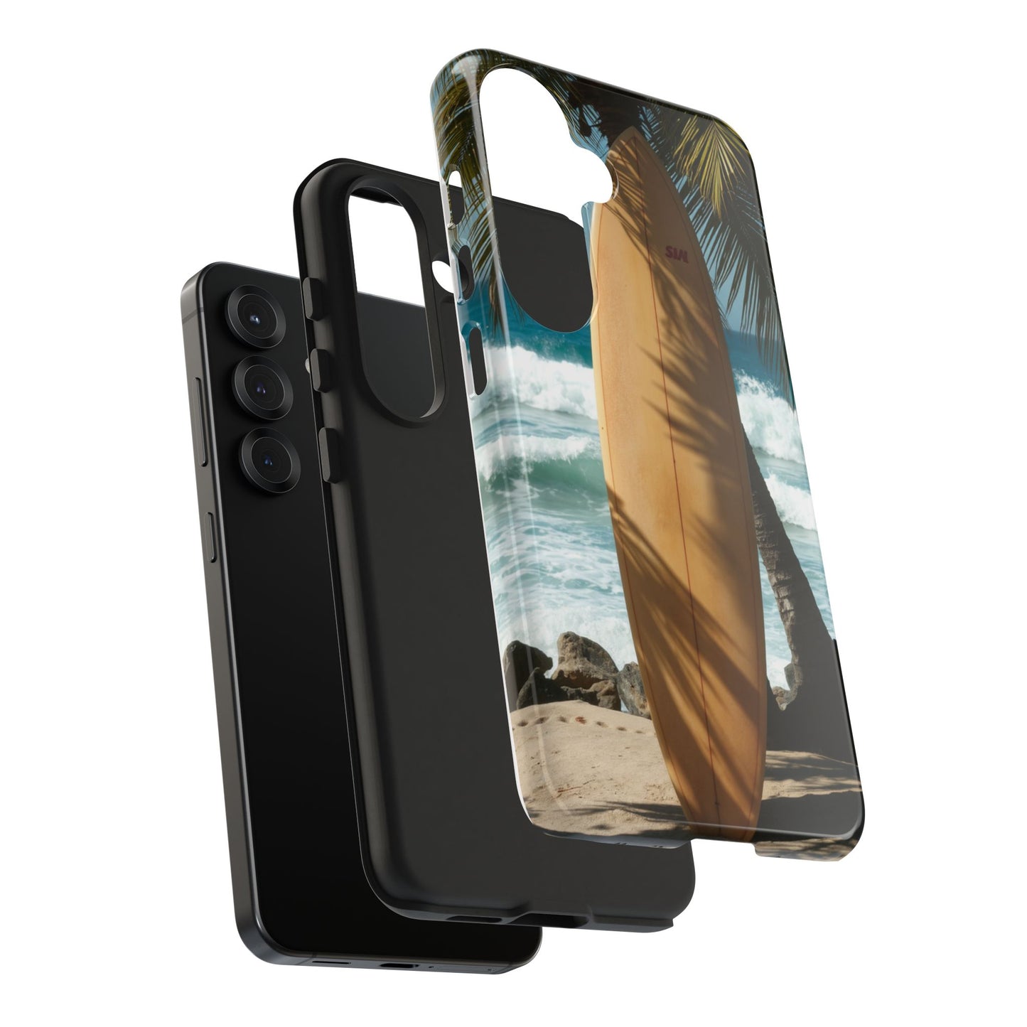 Tough Surfing Phone Case - Beach Vibes with Palm Trees & Surfboard