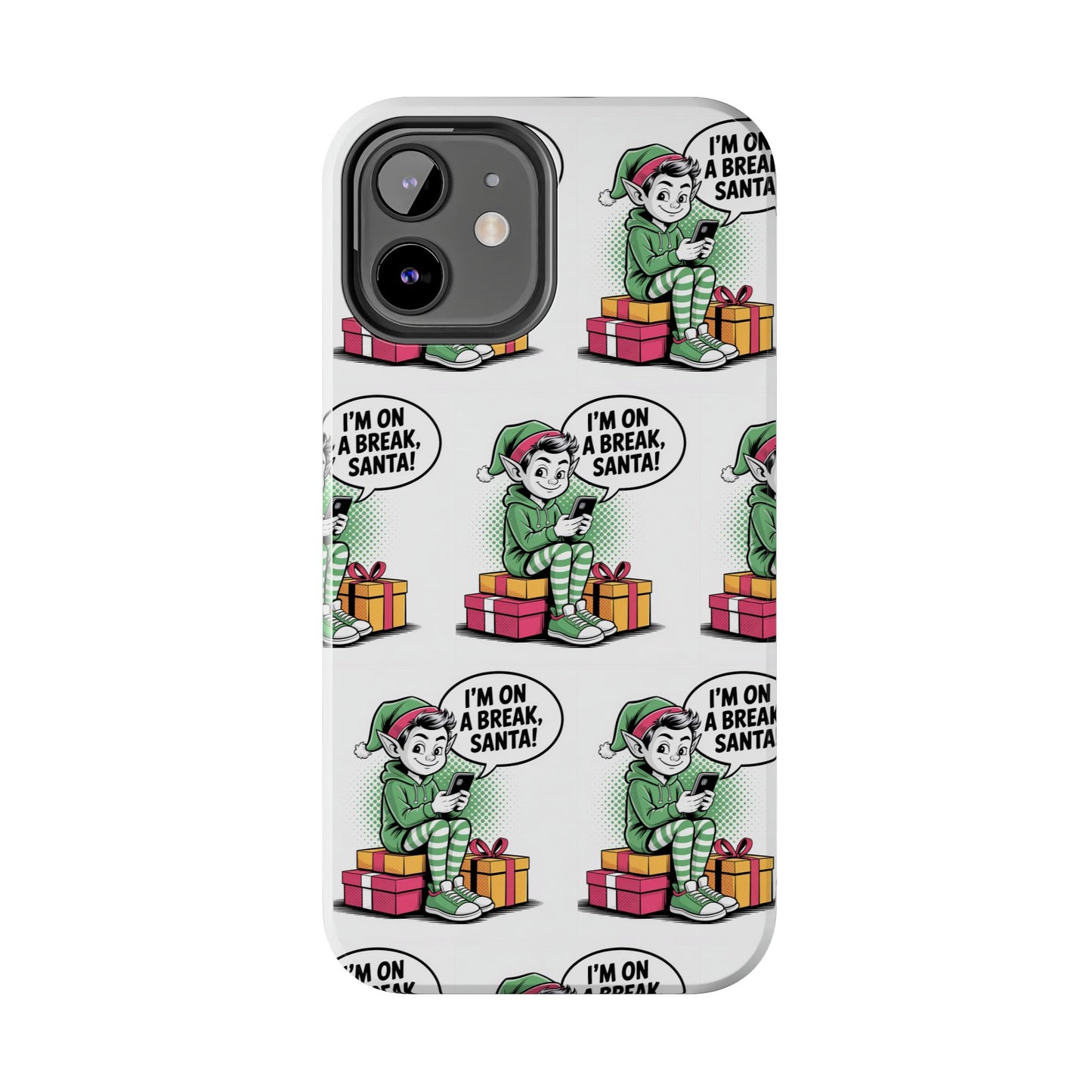 Christmas Elf Tough Phone Case - I'm on a Break, Santa Pattern!