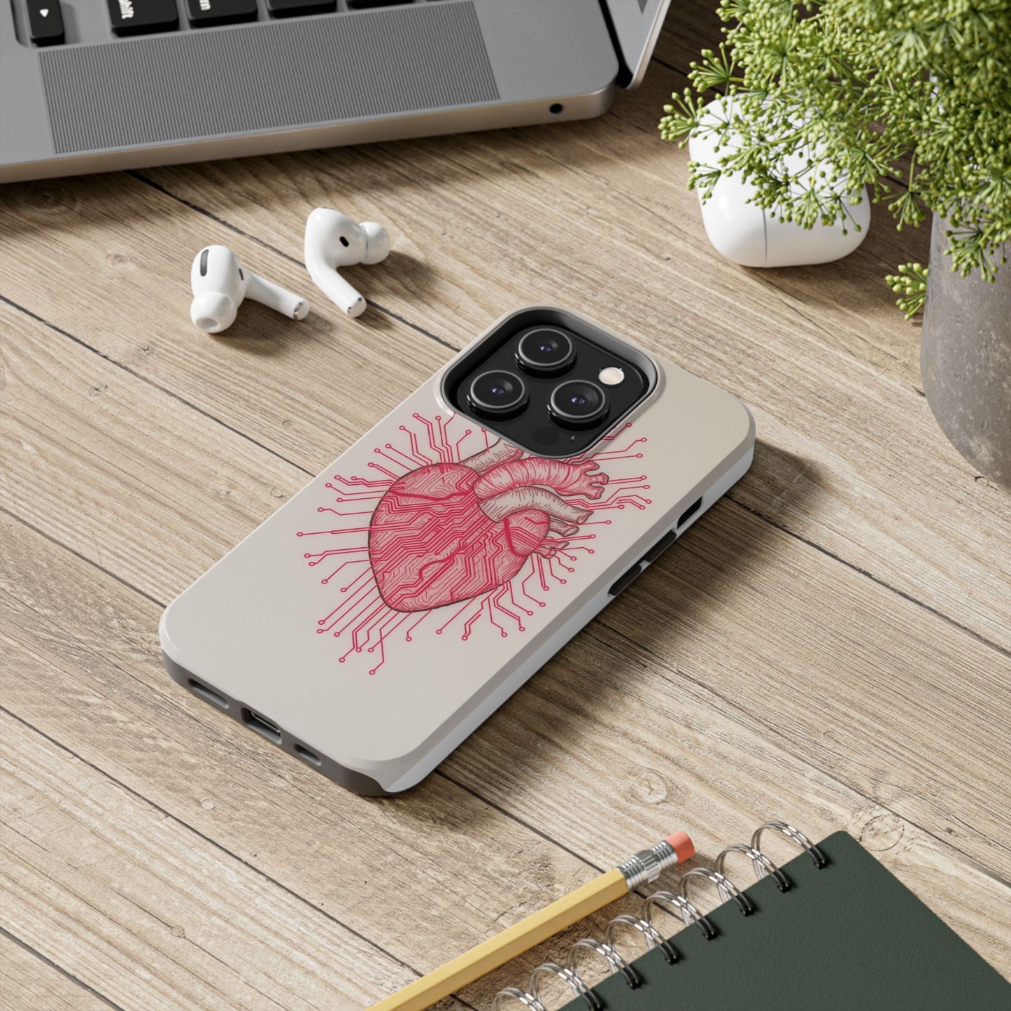 Heart Circuit Tough Phone Case – Unique Tech-Inspired Design for Tech Lovers