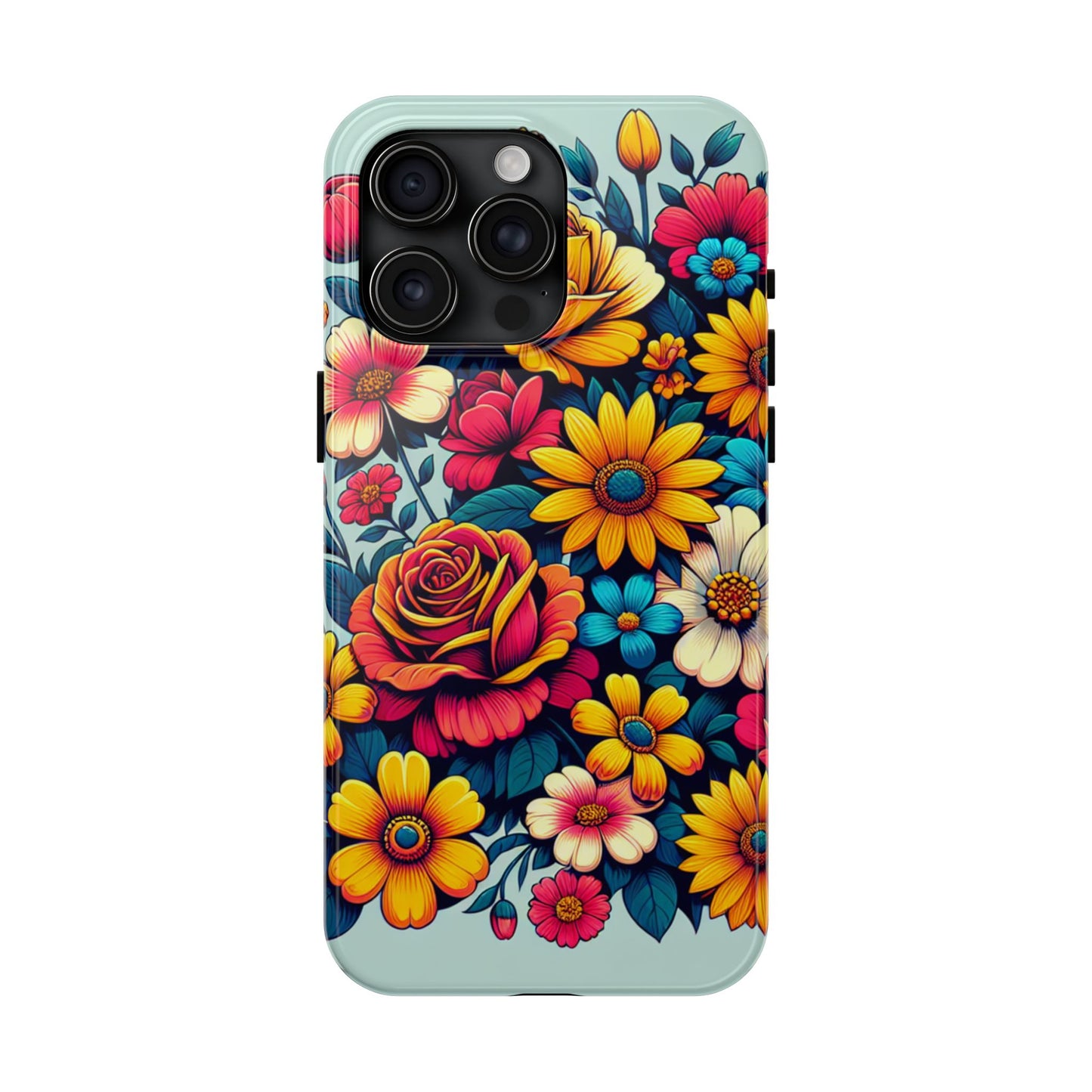 Vibrant Floral Tough Phone Case - Colorful Flower Design - for iPhone