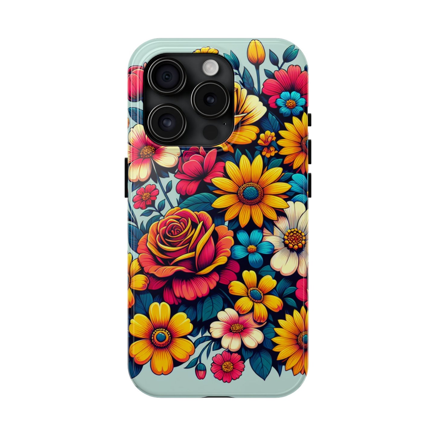 Vibrant Floral Tough Phone Case - Colorful Flower Design - for iPhone