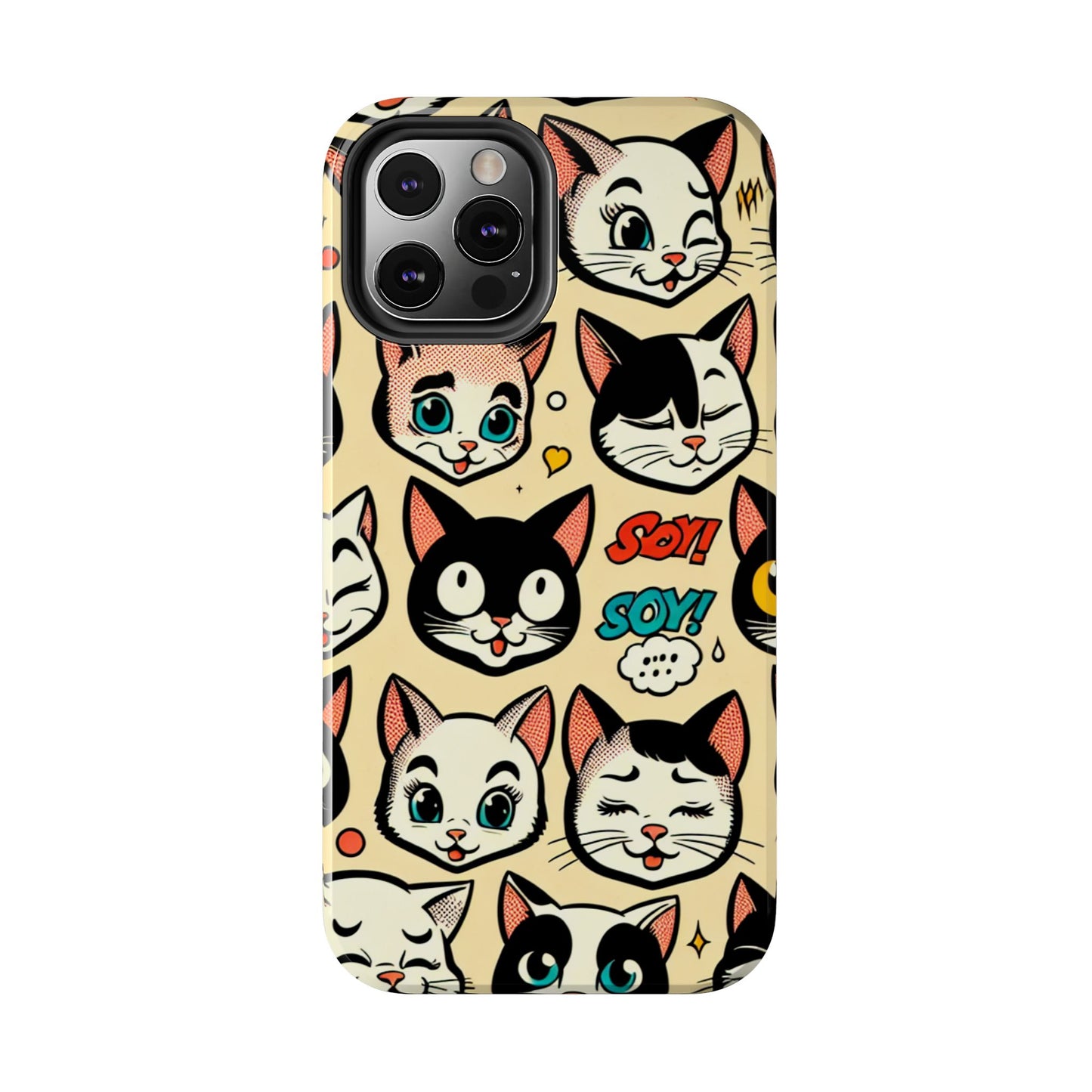 Playful Cat-Themed Tough Phone Case - Pet Pattern - for iPhone