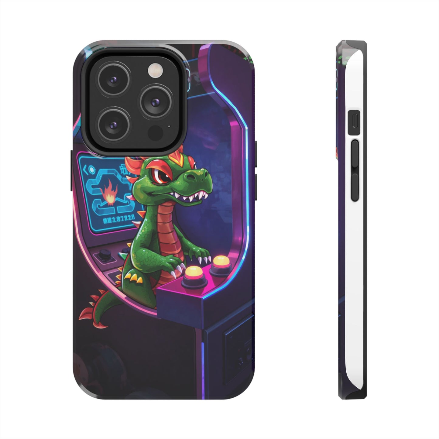 Retro Gamer Tough Phone Case with Dragon Design