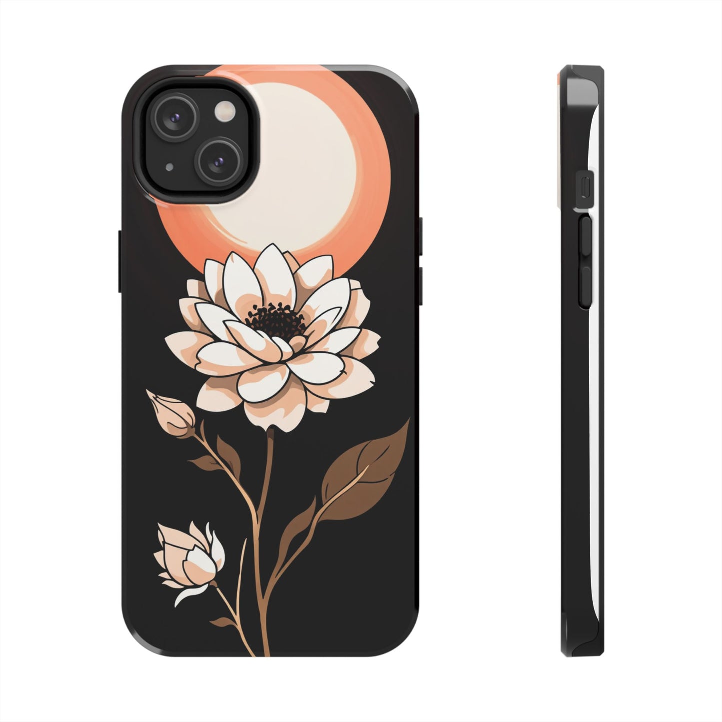 Elegant Contrast Floral Tough Phone Case - Stylish Protection for Your Device - for iPhone