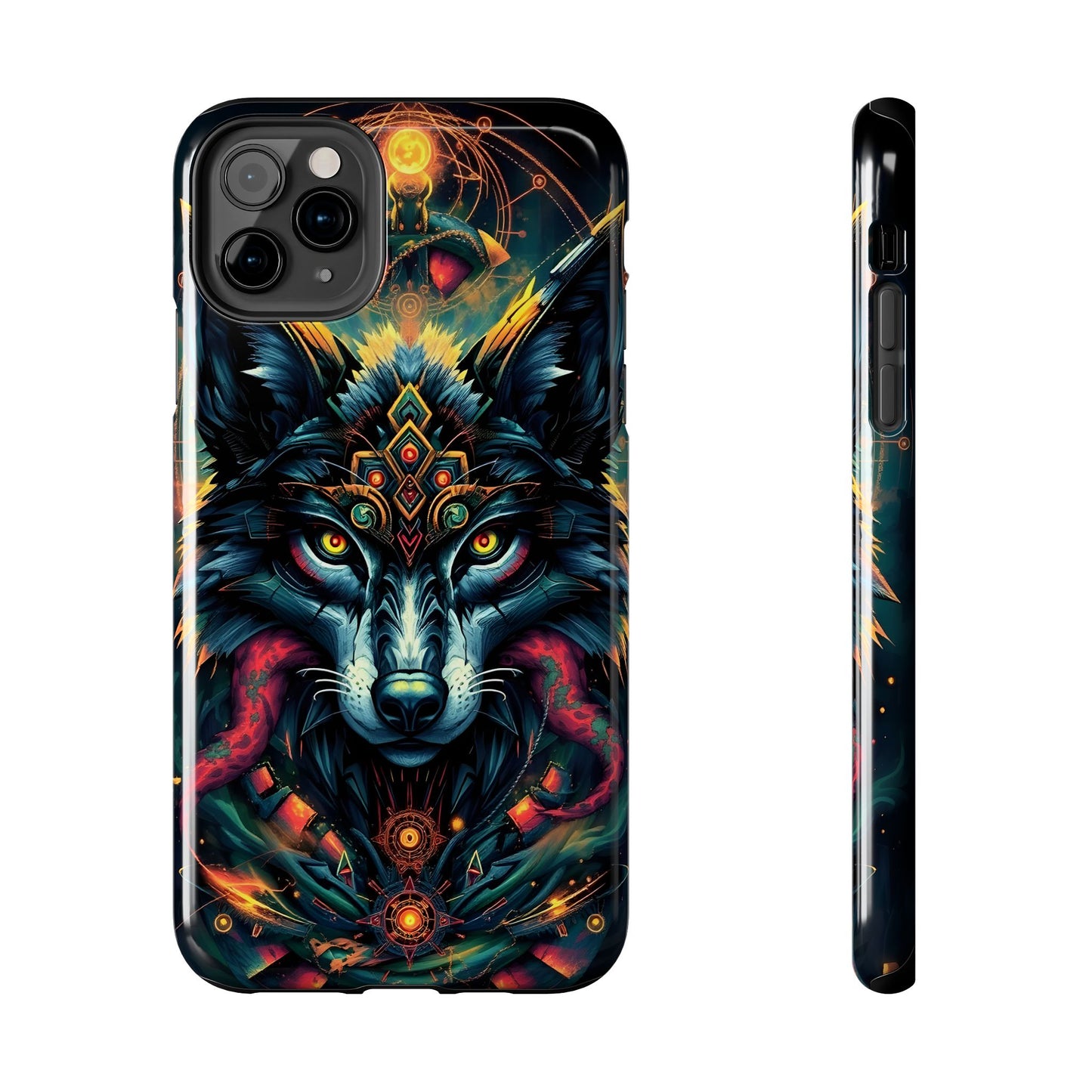 Vibrant Mystical Wolf Art Tough Phone Case - Durable & Unique Design for Animal Lovers - for iPhone
