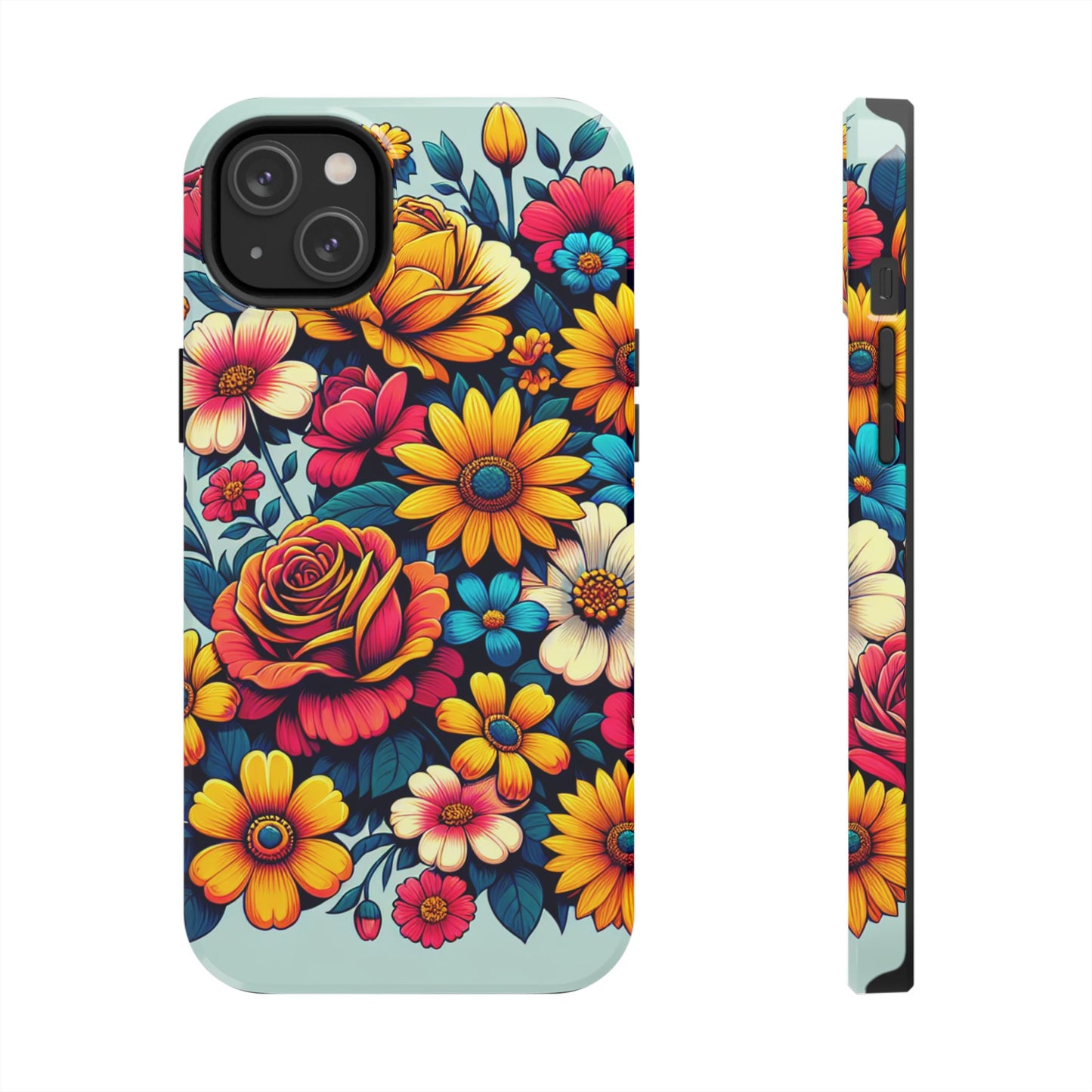 Vibrant Floral Tough Phone Case - Colorful Flower Design - for iPhone