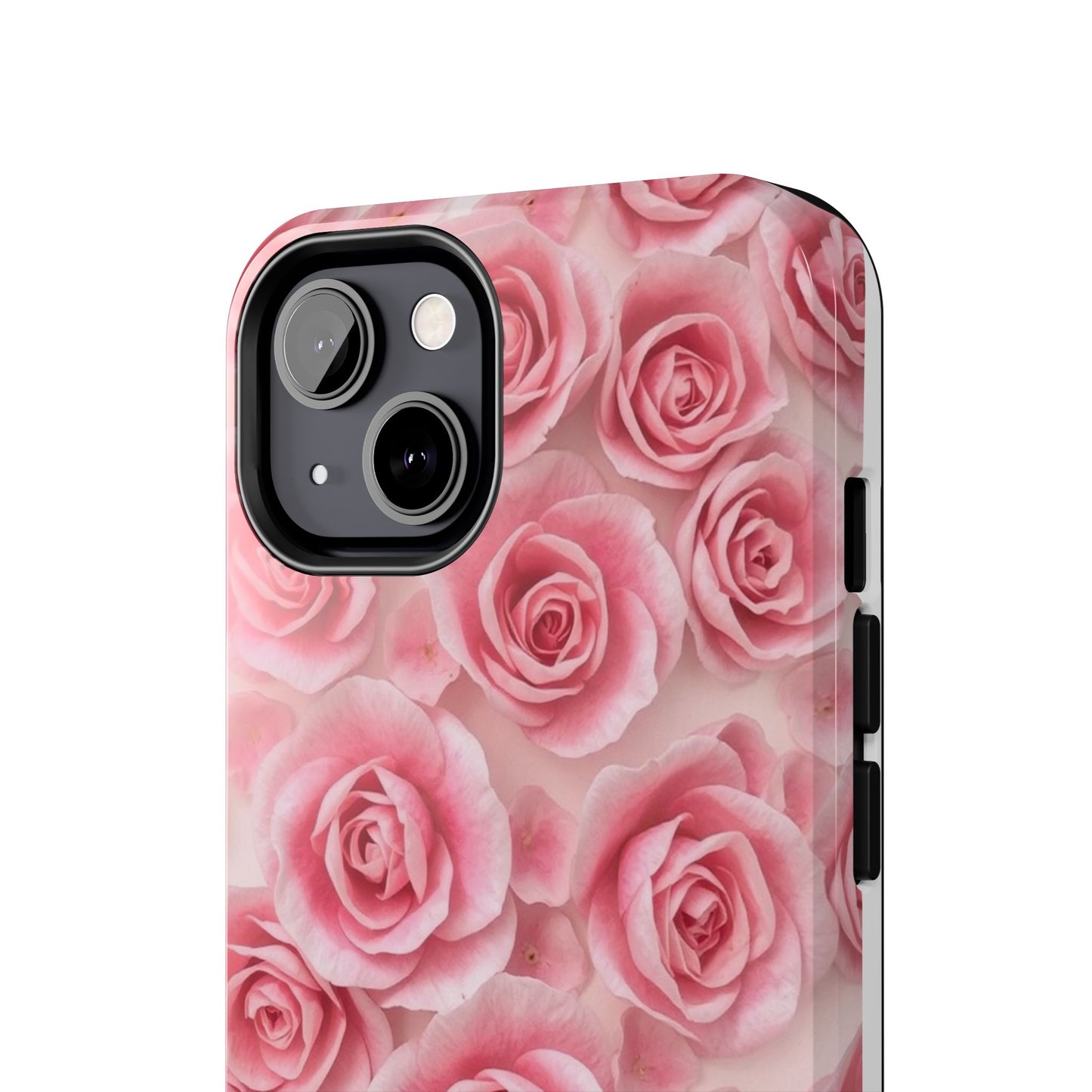 Floral Tough Phone Case - Pink Rose Design, Durable Protection for Flower Lovers