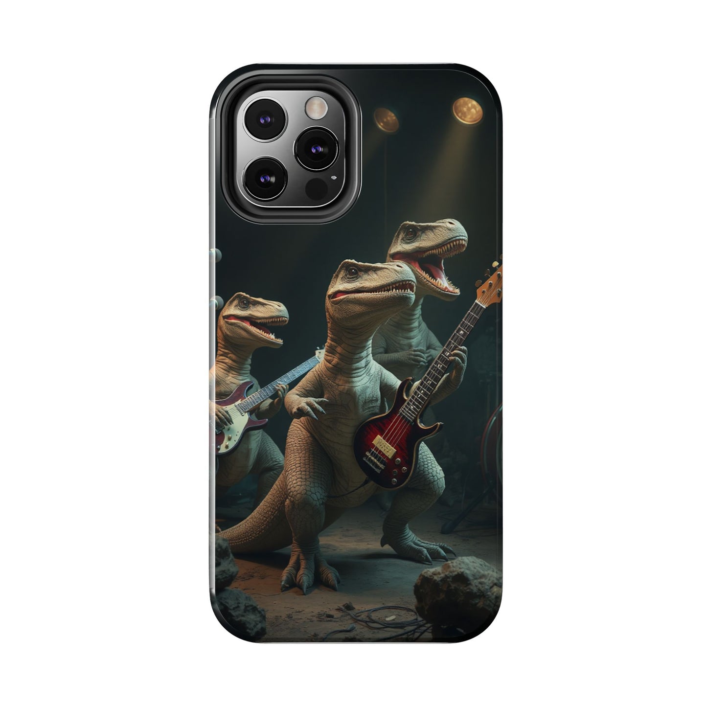 Rockin' Dinosaur Tough Phone Cases - Perfect for Music Lovers and Kids!