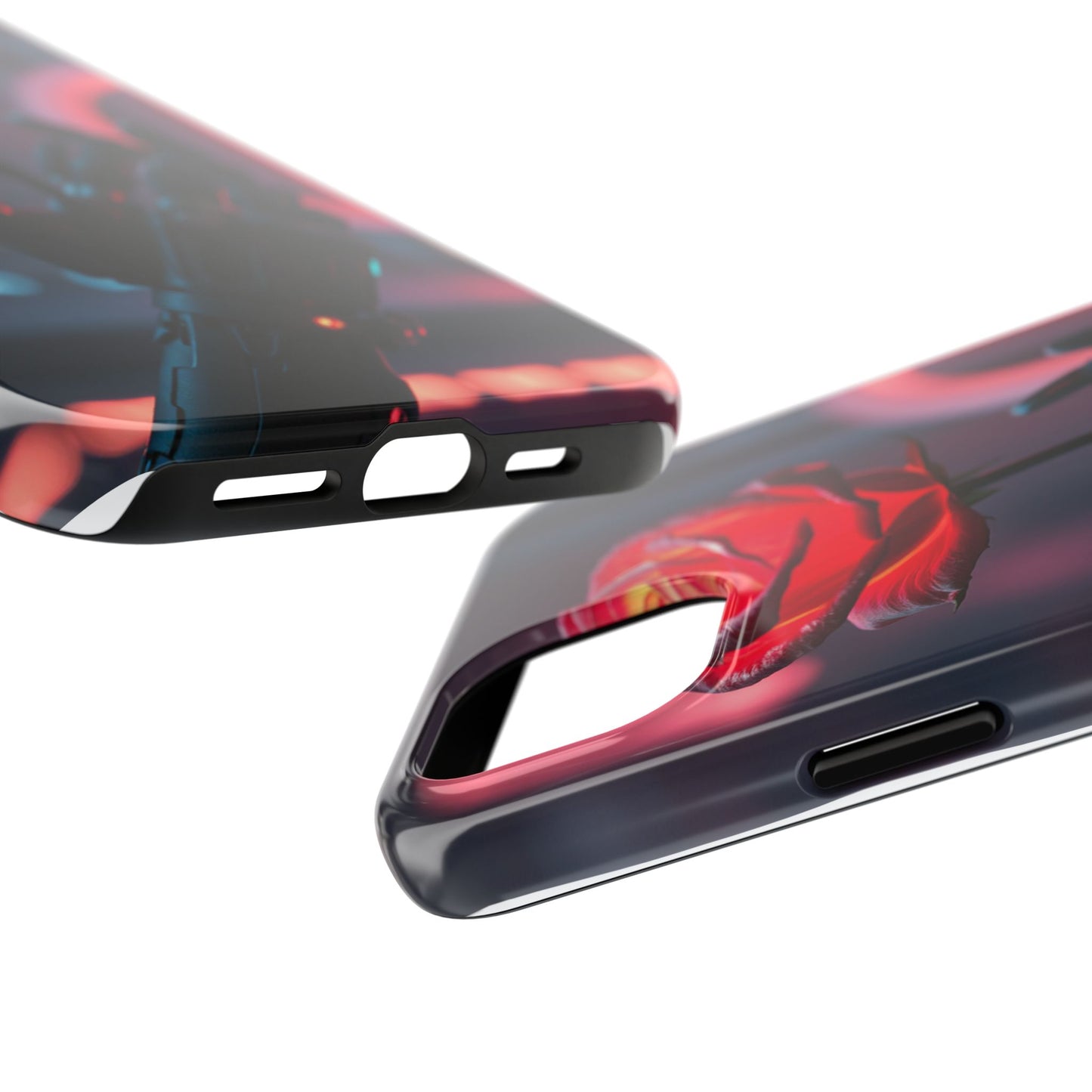 Futuristic Tough Phone Case with Robotic Rose Design | Durable Protection