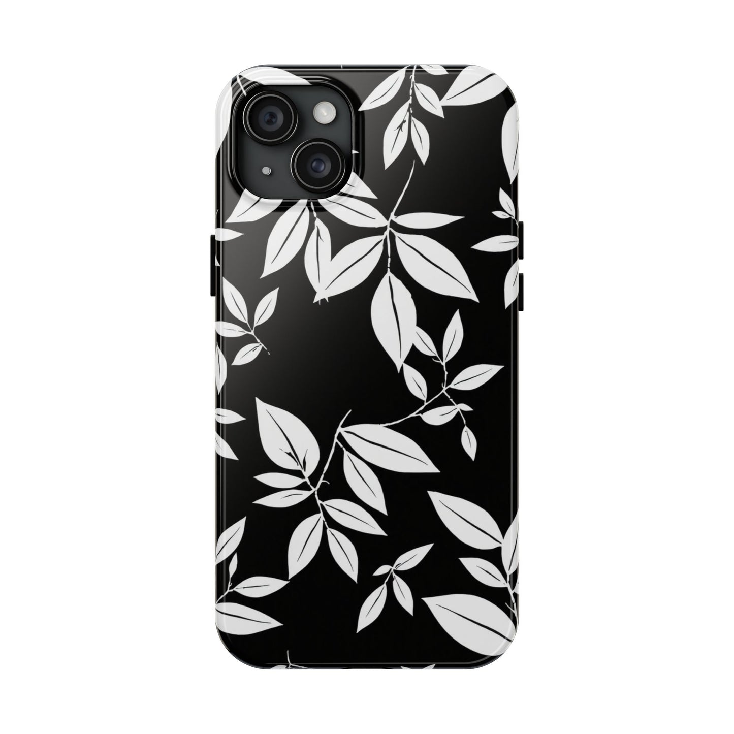 Chic Floral Tough Phone Case - Elegant Black & White Design for Stylish Protection