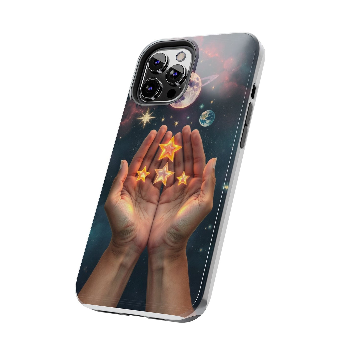 Galaxy Hands Tough Phone Case - Celestial Design for Star Lovers
