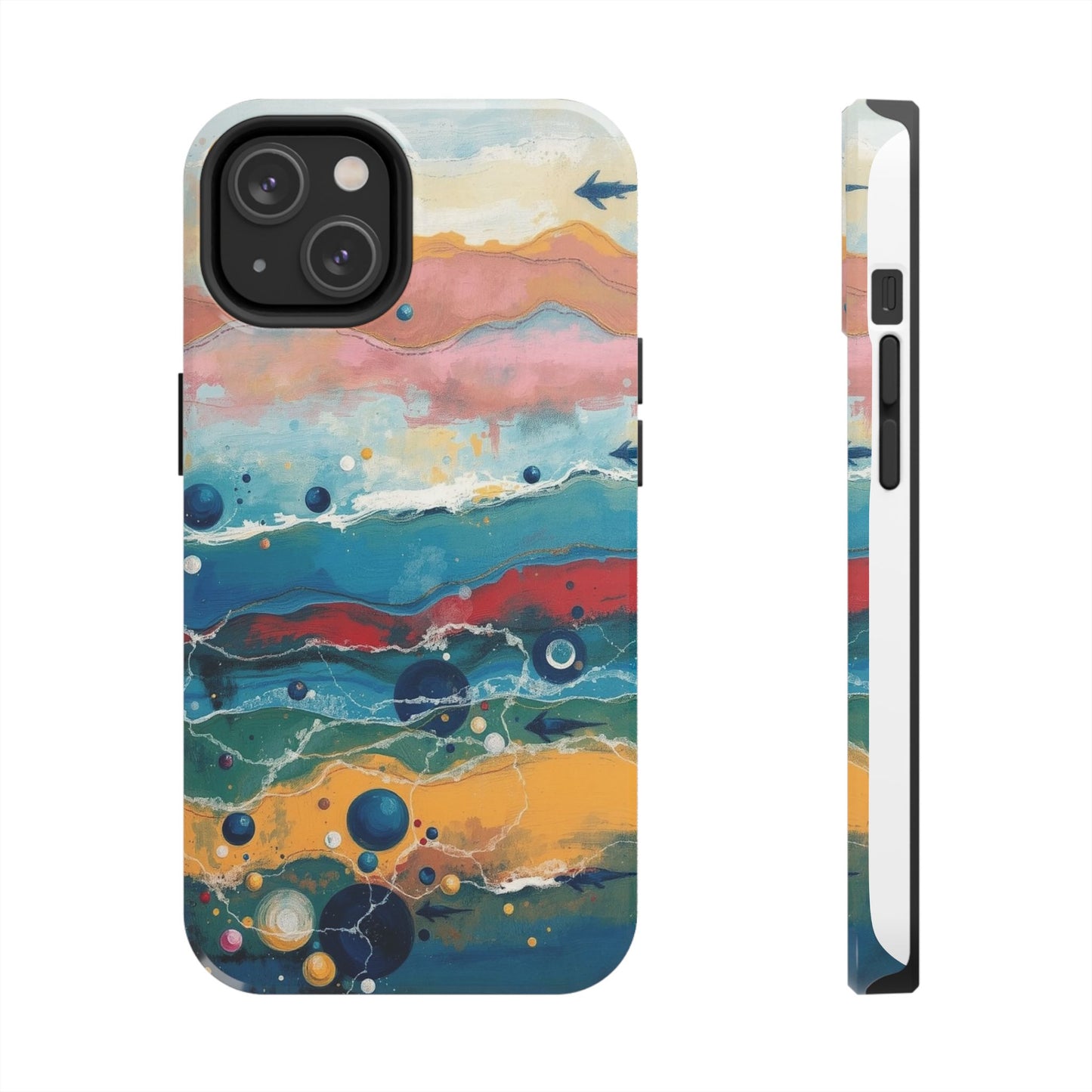 Artistic Tough Phone Case - Vibrant Waves Design for Unique Style