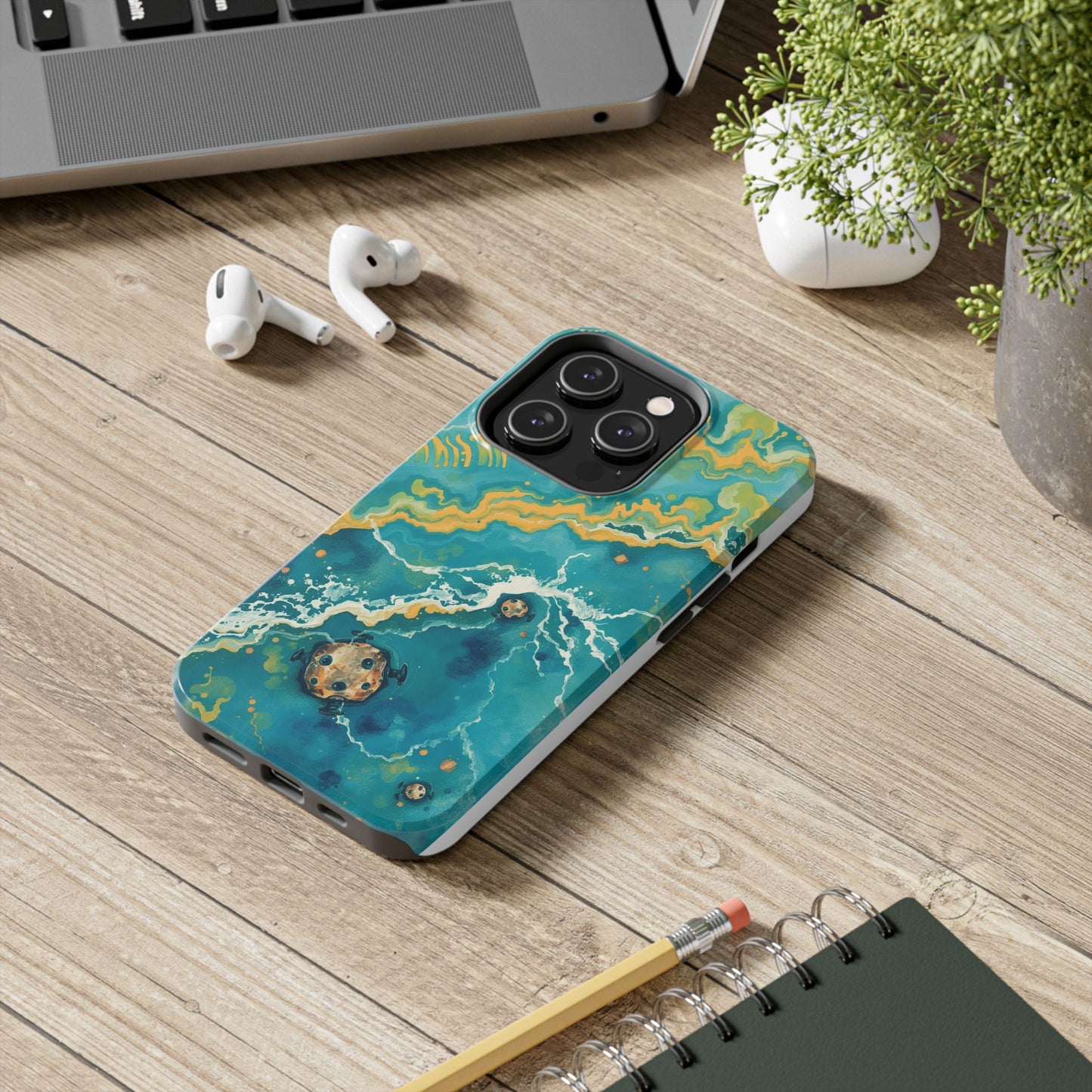 Ocean Wave Tough Phone Case – Durable Protection with Abstract Art Design
