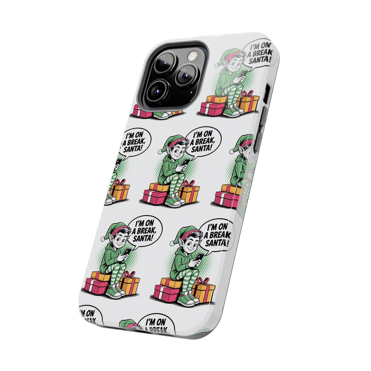 Christmas Elf Tough Phone Case - I'm on a Break, Santa Pattern!
