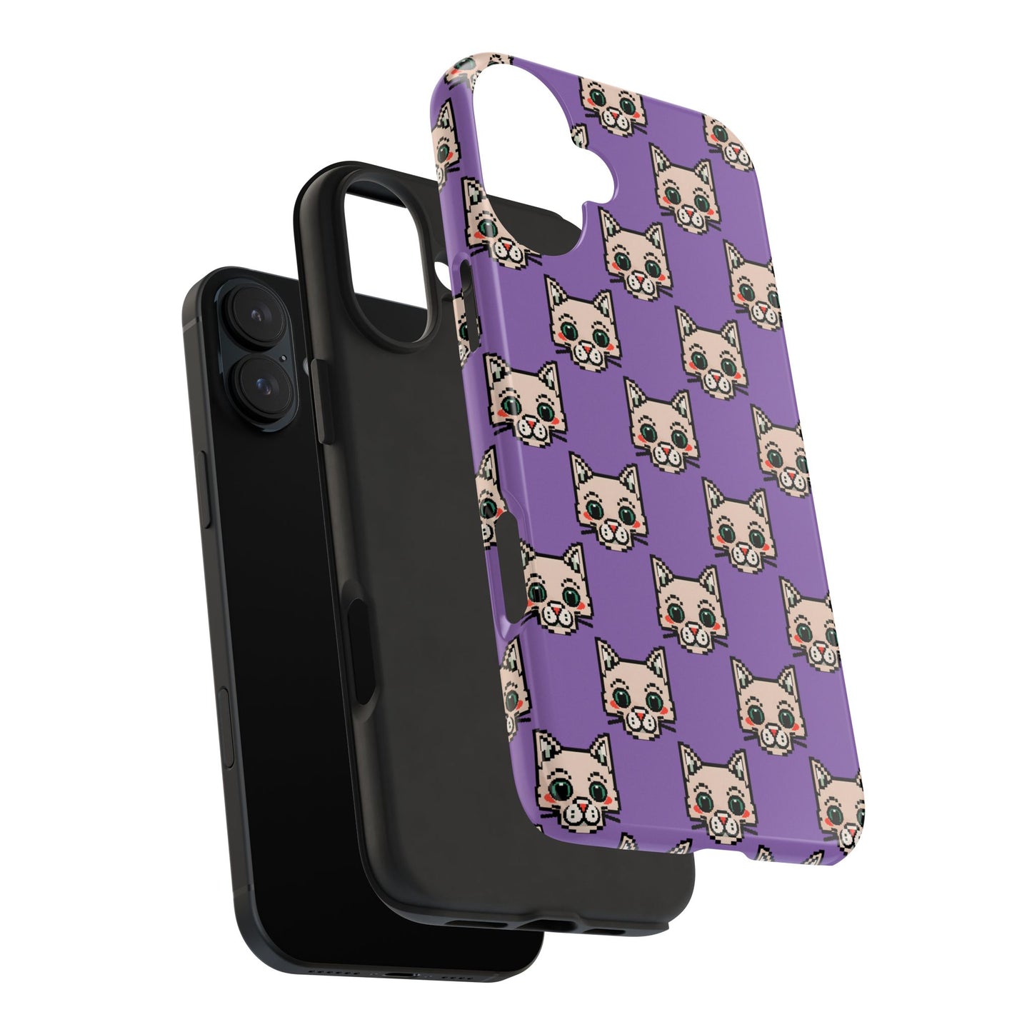 Cute Pixel Cat Tough Phone Case – Fun and Durable Protection for Cat Lovers - for iPhone