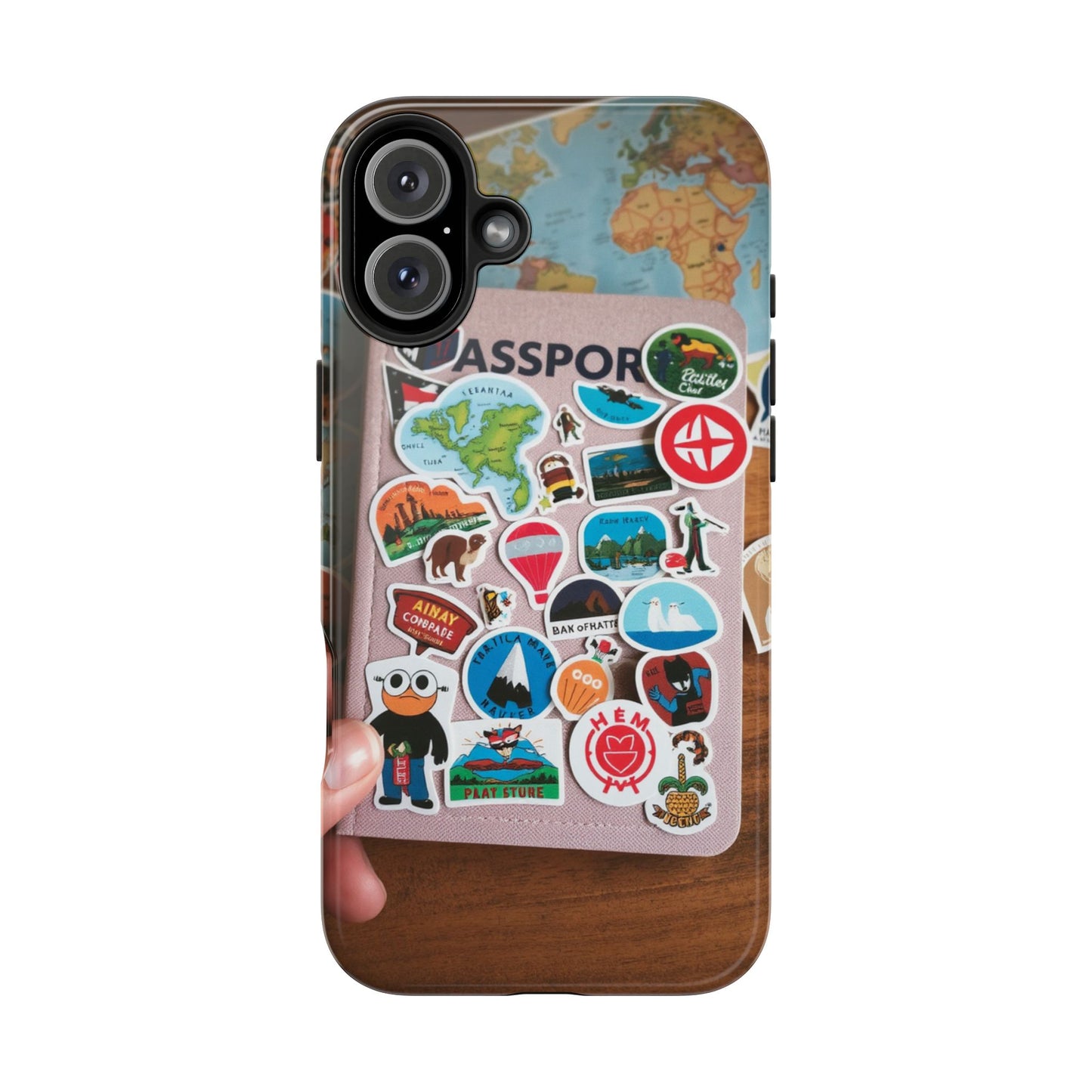 Adventure Stickers Phone Case - Tough Protection for Travel Lovers