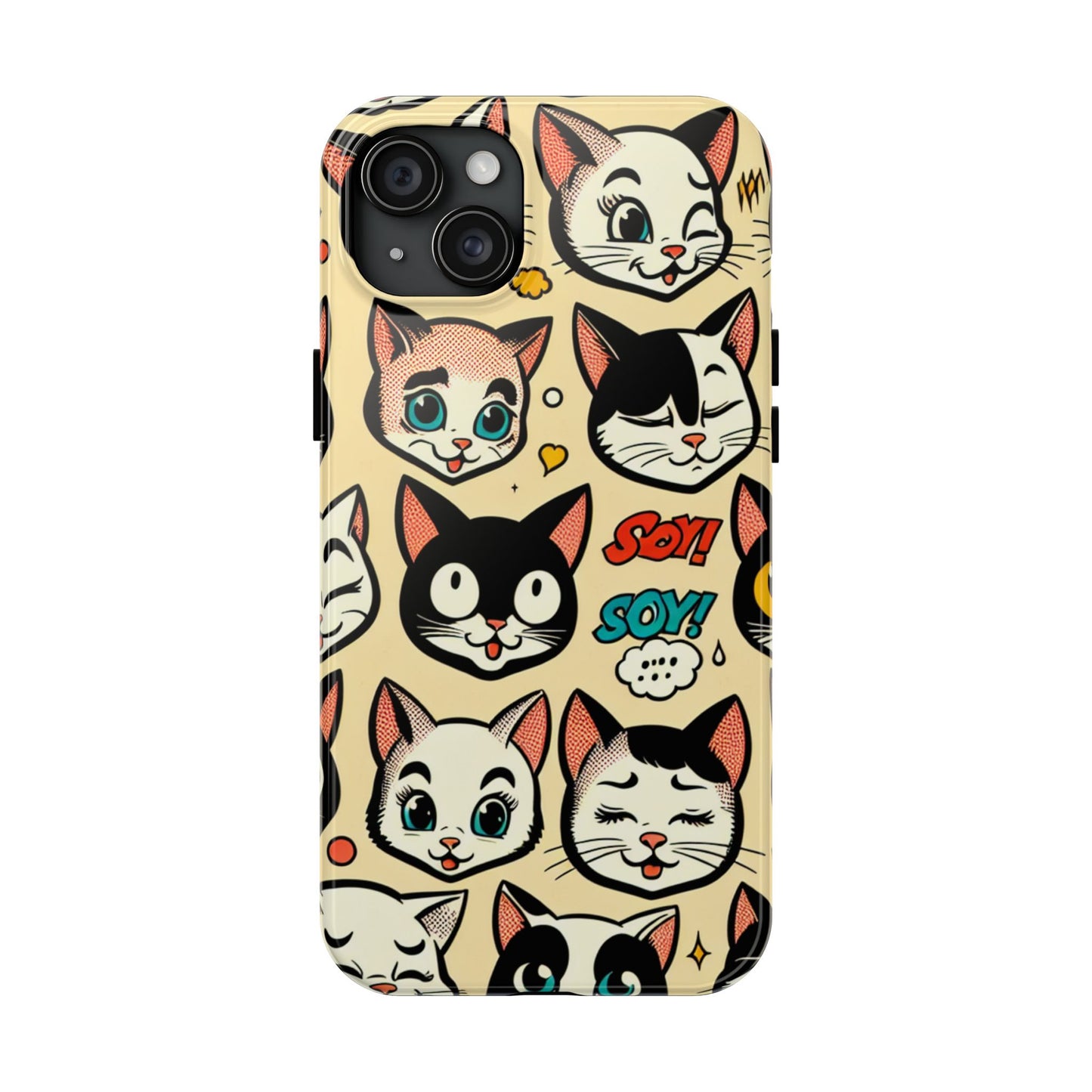 Playful Cat-Themed Tough Phone Case - Pet Pattern - for iPhone