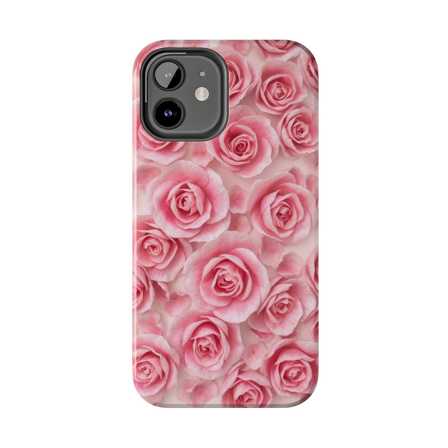 Floral Tough Phone Case - Pink Rose Design, Durable Protection for Flower Lovers